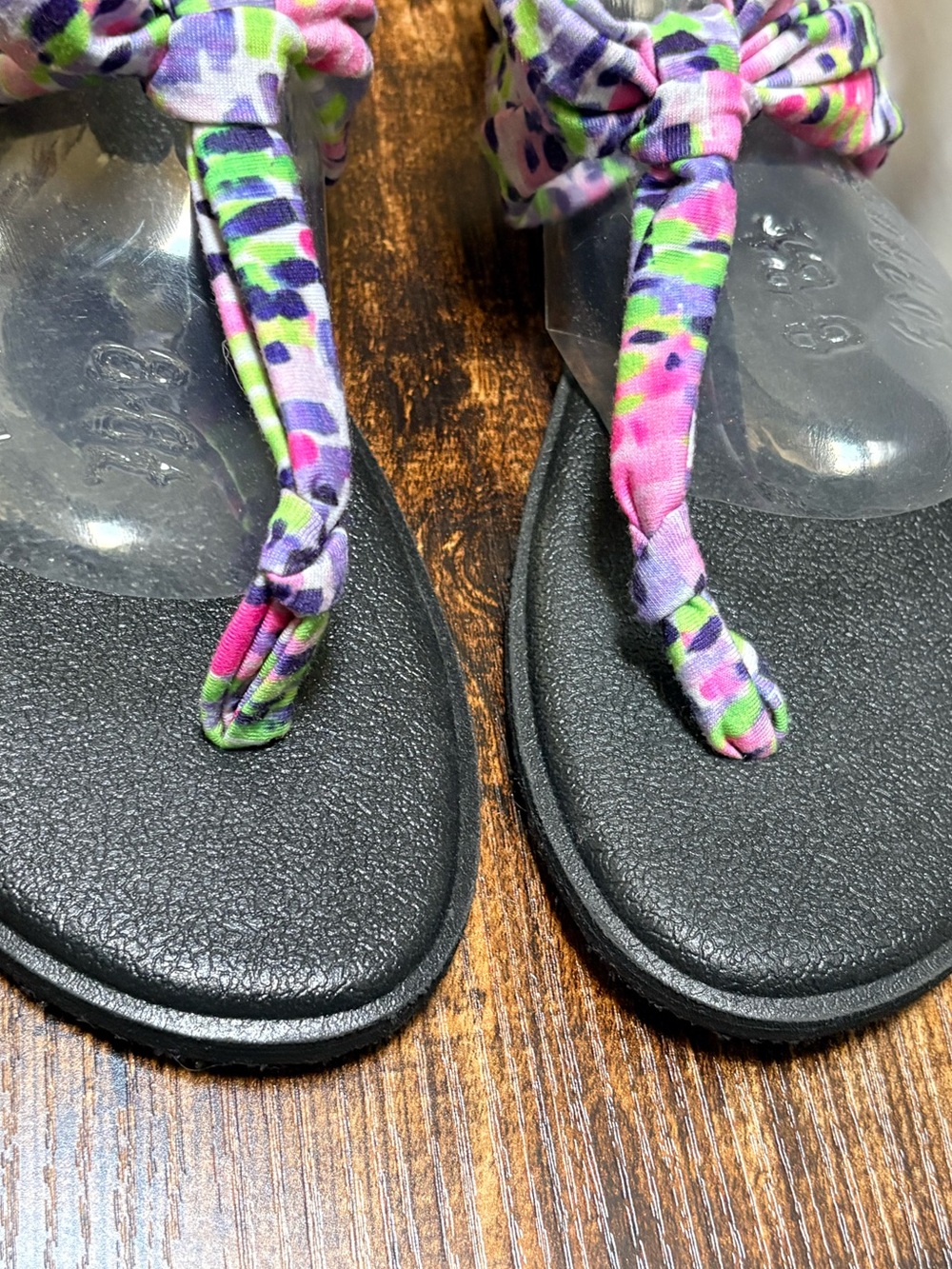 Sanuk | Yoga Sling Colorful "Ella" Print Slip-On Sandals - 8, Pink/Purple/Lime - Picture 2 of 8